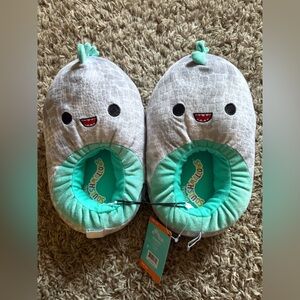 Squishmallows Gray and Teal Kids Slippers